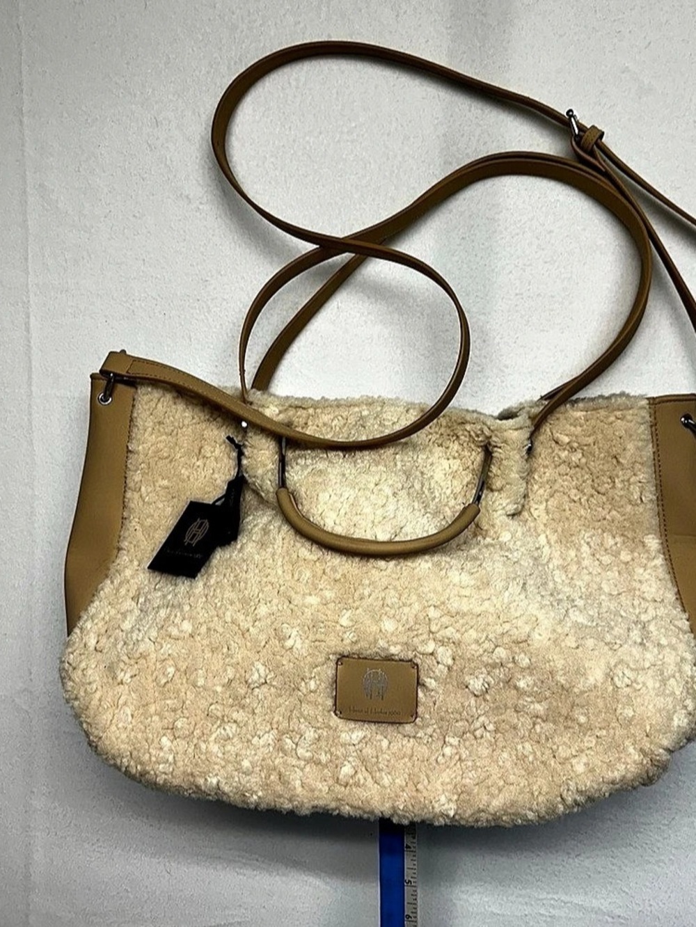 House of Harlow 1960 Sherpa Shoulder Tote Handbag in Cream. New with tags